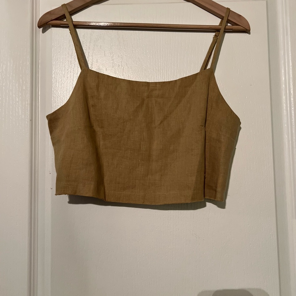 Faithfull the Brand Tan Linen Camisole